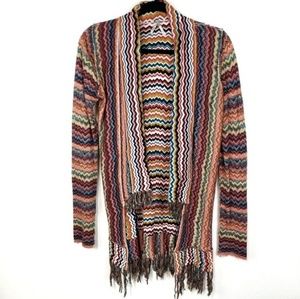 Gimmicks by BKE Fringe Flyaway Knit Cardigan XS